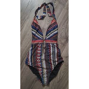 BAR III Sexy Strappy Plunge High Cut Hip One-Piece Bathingsuit Women's Sz Medium